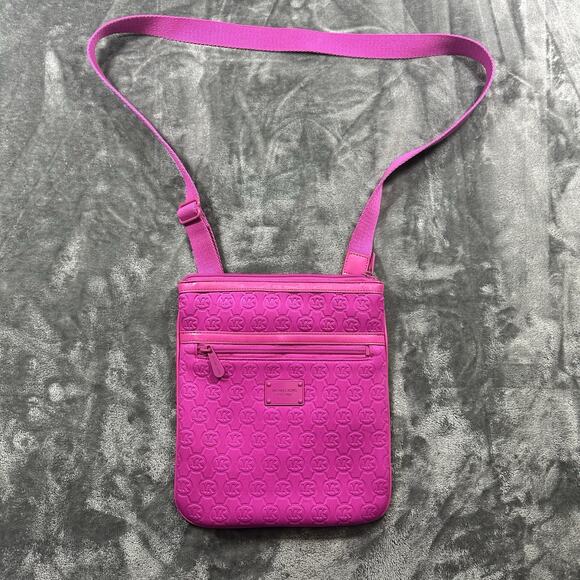 Michael Kors Monogram Embossed Crossbody Women’s Messenger Pink Bag - Picture 1 of 10